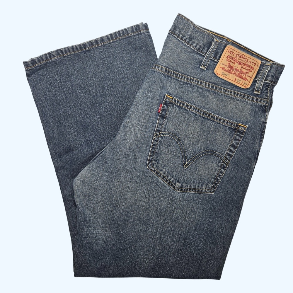 Levis 569 Loose Straight Jeans Men 38x30 (Fits 29" Inseam) Medium Wash Denim Y2K